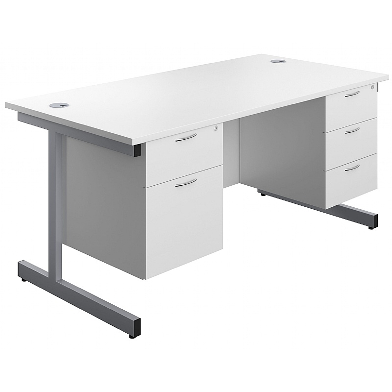 Ratio Rectangular Office Desks With Double Fixed Drawers from our ...