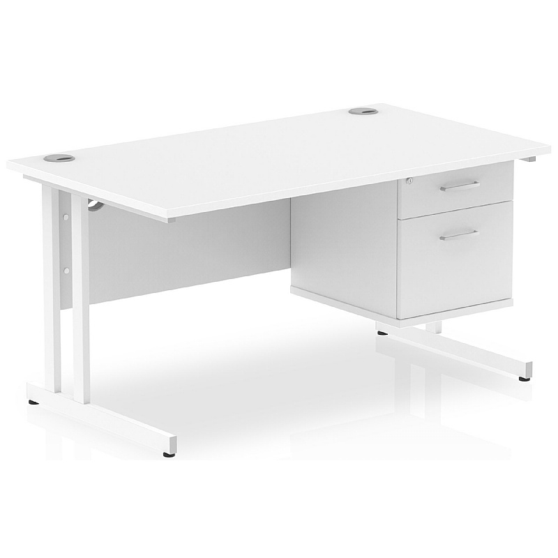 Focus Rectangular Office Desk With Single Fixed Drawers from our ...