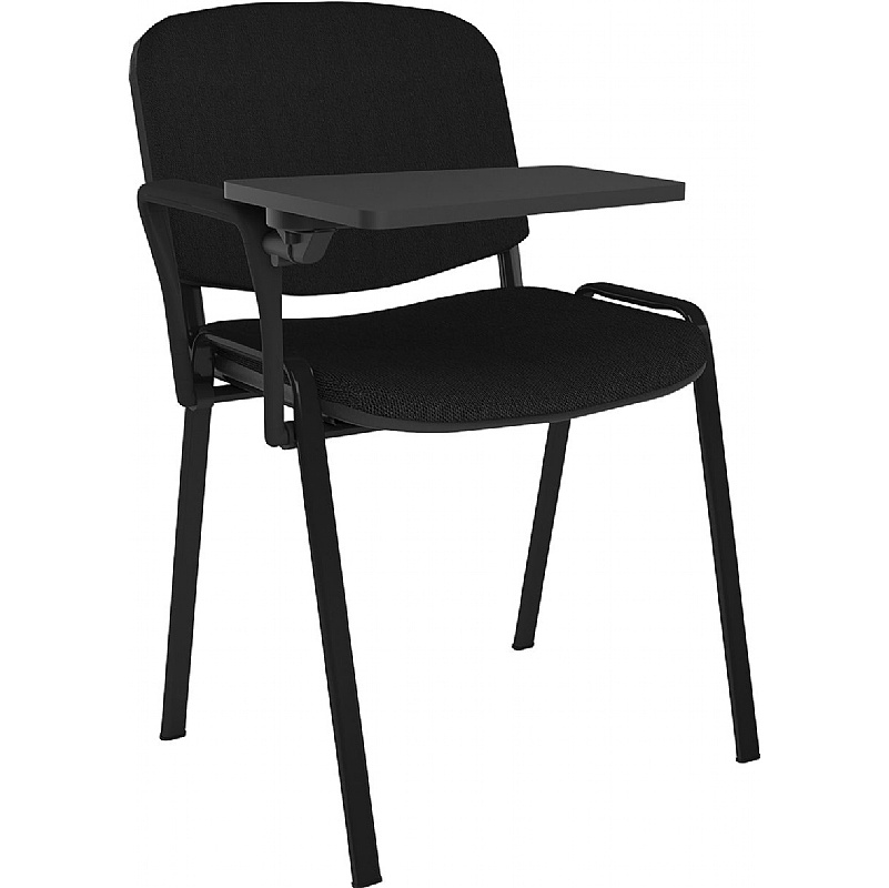 Taurus Black Frame Stacking Conference Chairs with Writing Tablet