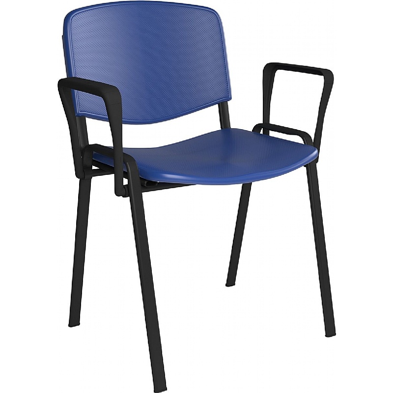Taurus Plastic Stacking Canteen Chairs with Arms - Pack of 4