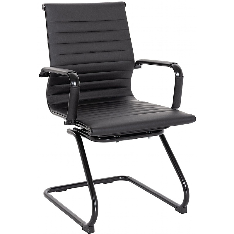 Aura Noir Medium Back Bonded Leather Visitor Chairs