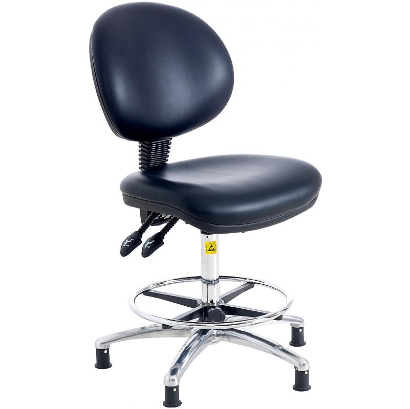 ESD Static Dissipative Deluxe Ergonomic Vinyl Draughtsman Chairs