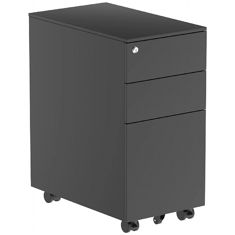 Obsidian Slimline Steel Under Desk Drawer Pedestals