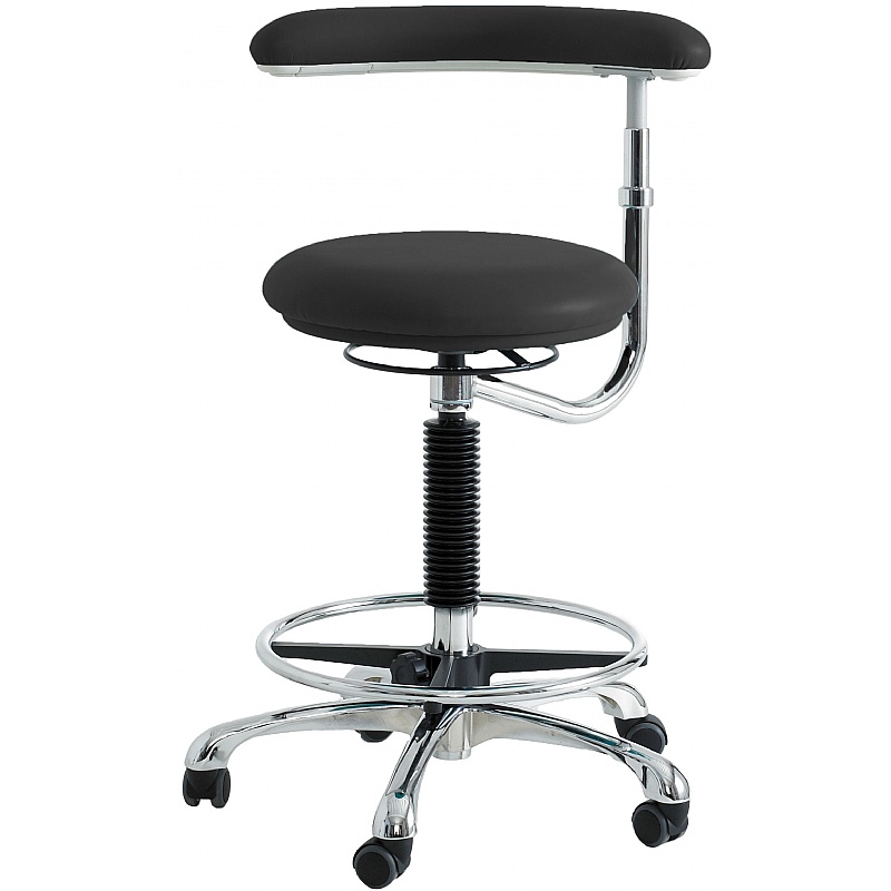 Dental Vinyl Draughtsman Stools with Adjustable Arm Support