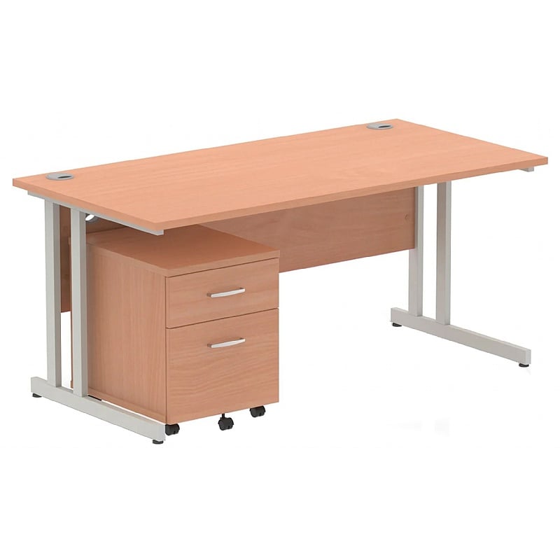 Focus Rectangular Office Desk With Mobile Pedestal