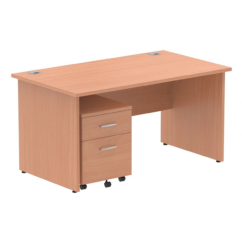 Impulse Panel End Rectangular Office Desk With Mobile Pedestal