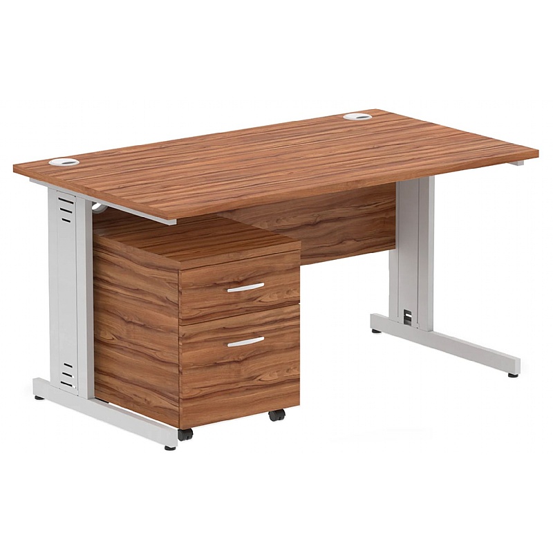 Syndicat Rectangular Cable Managed Office Desk With Mobile Pedestal