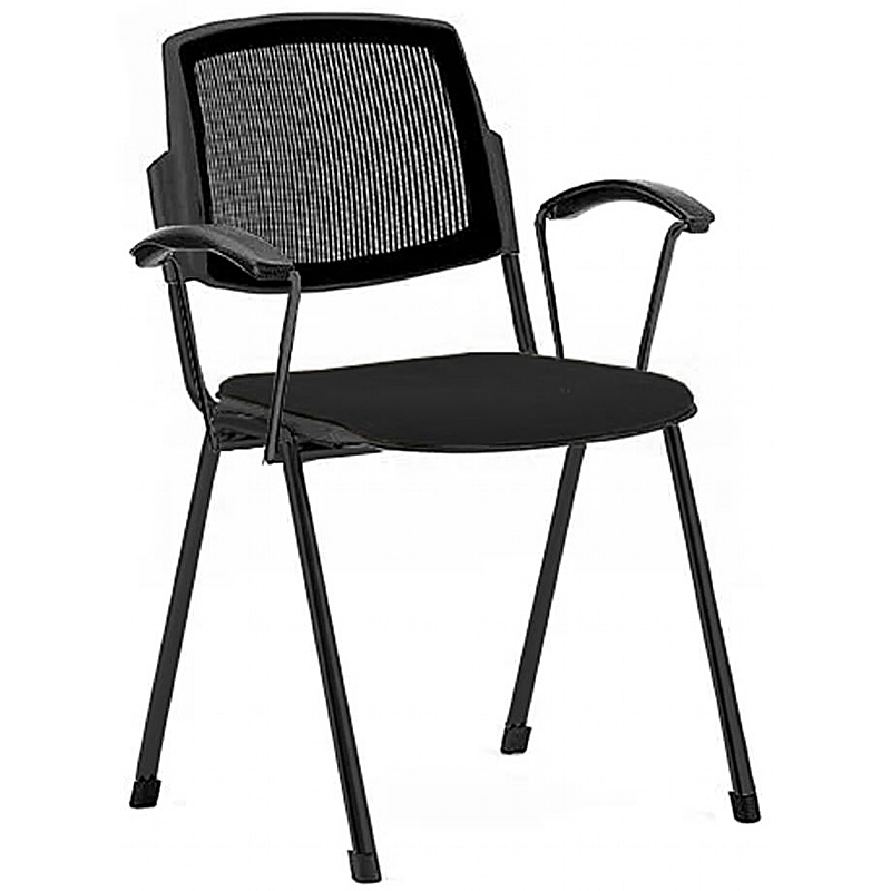 Mia Mesh Back Upholstered Stacking Conference Chairs with Arms