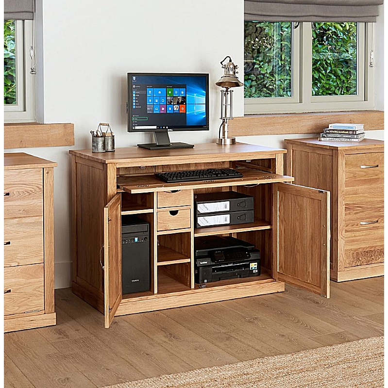 Mobel Oak Solid Wood Hidden Home Office Desk