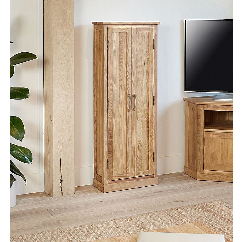 Mobel Oak Solid Wood Media Storage Cupboard