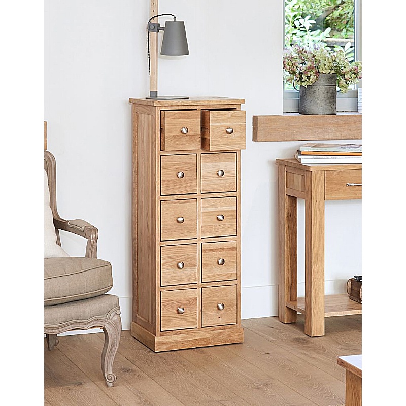 Mobel Oak Solid Wood Media Storage Chest