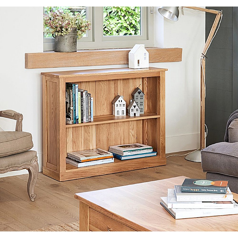 Mobel Oak Solid Wood Low Bookcase