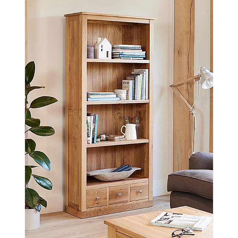 Mobel Oak Solid Wood Narrow Combination Bookcase