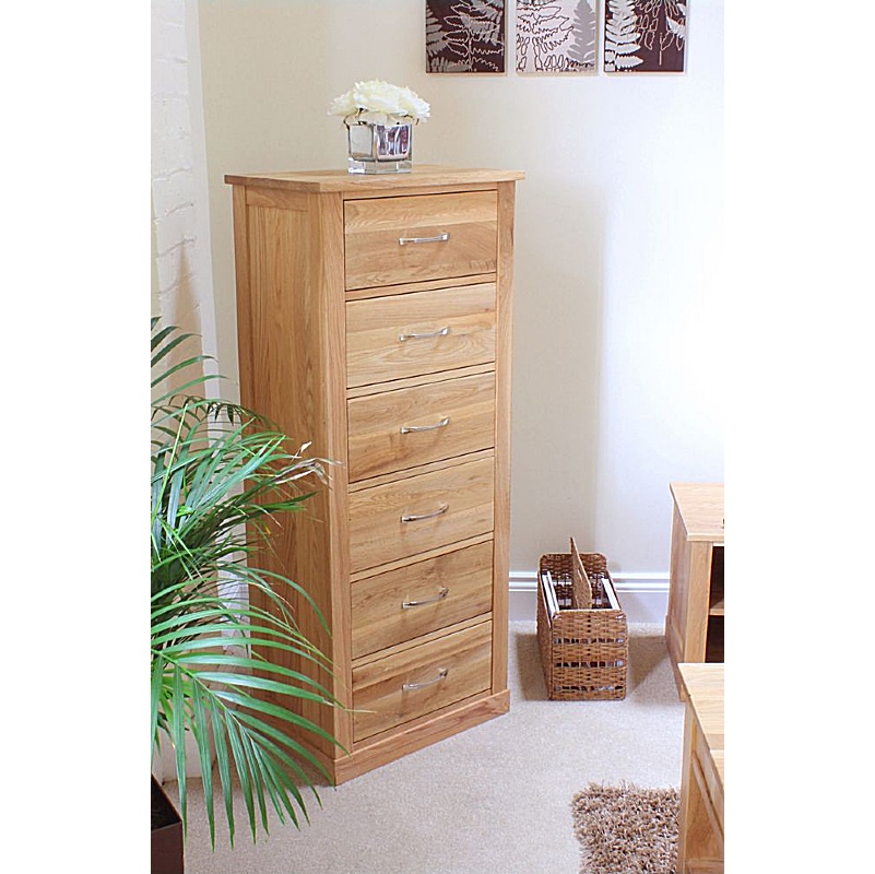 Mobel Oak Solid Wood 6 Drawer Storage Unit