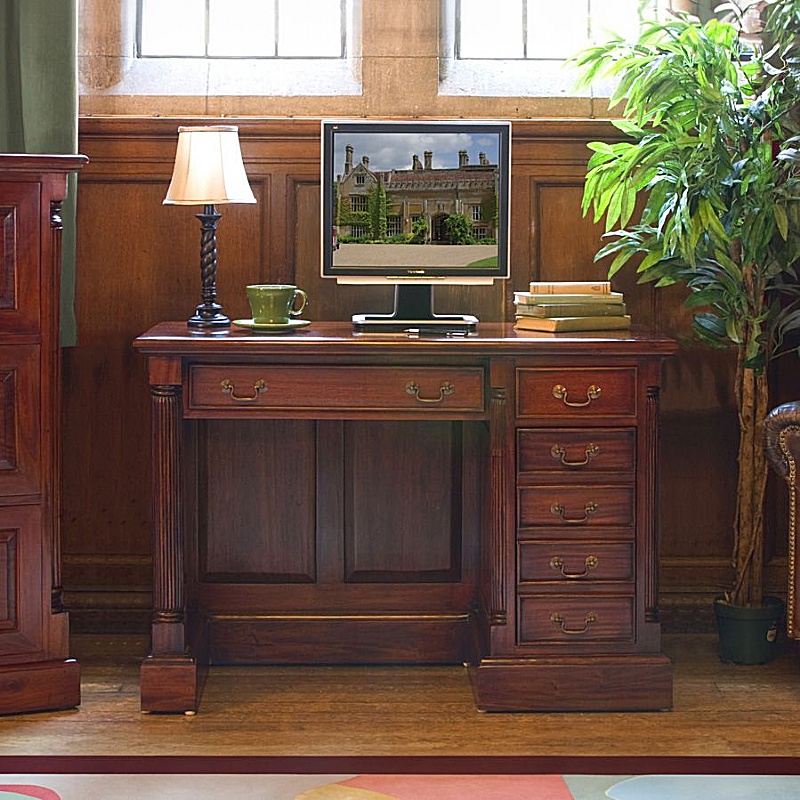 La Roque Mahogany Solid Wood Single Pedestal Home Office Desk