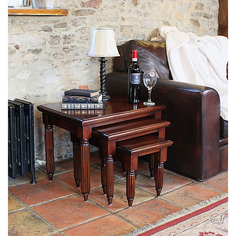 La Roque Mahogany Solid Wood Nest of 3 Coffee Tables