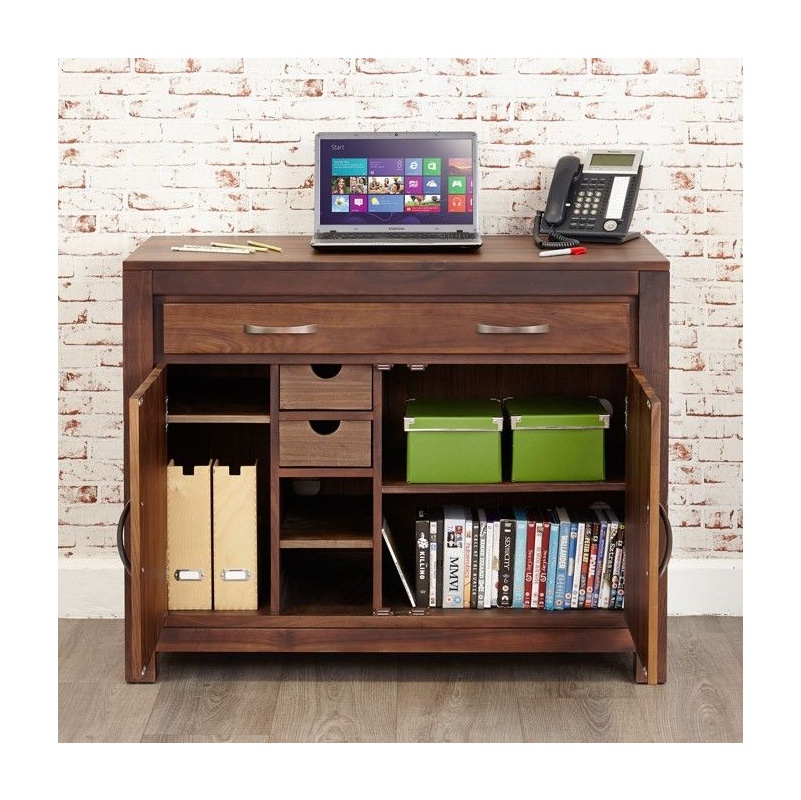 Mayan Walnut Solid Wood Hidden Home Office Desk