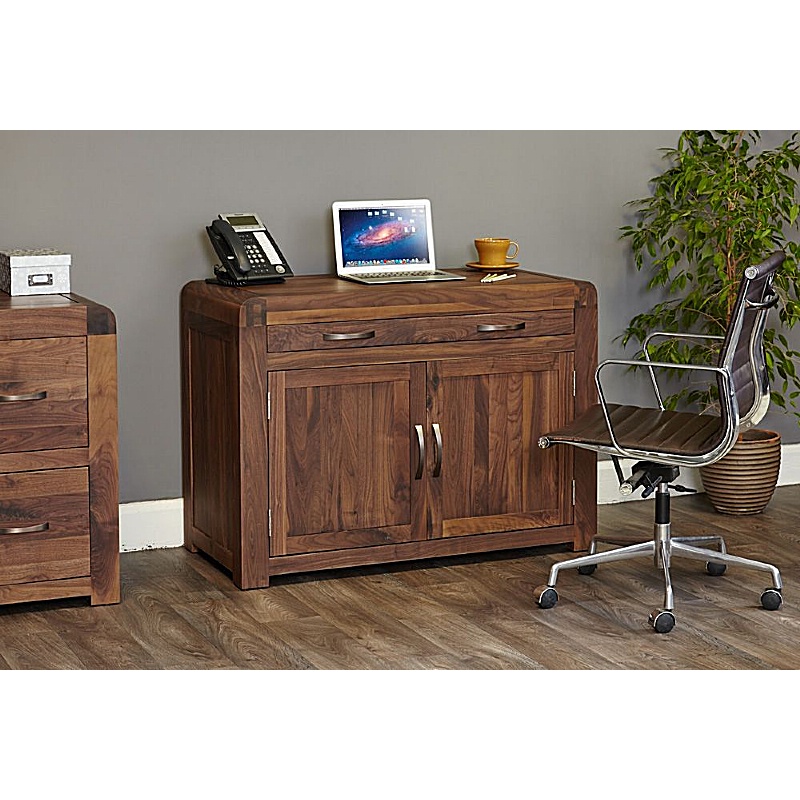 Shiro Walnut Solid Wood Hidden Home Office Desk