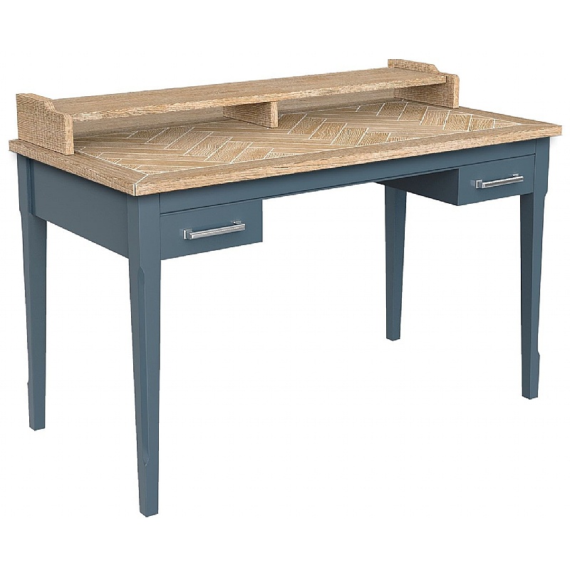 Signature Blue Solid Wood Home Office Desk