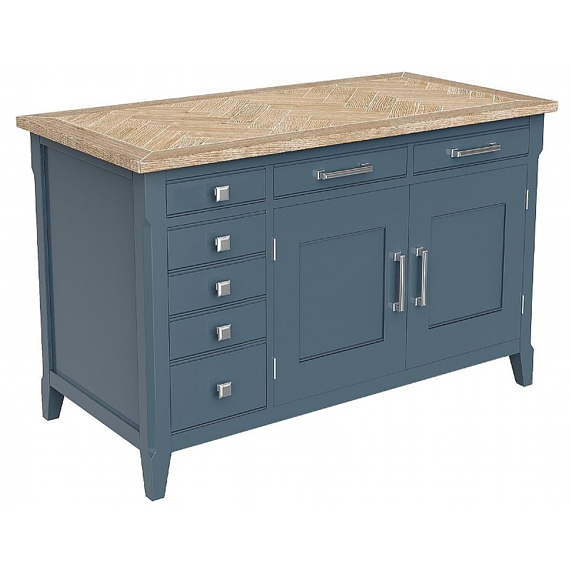 Signature Blue Solid Wood Hidden Home Office Desk