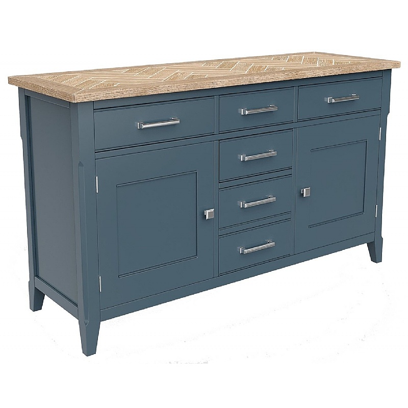 Signature Blue Solid Wood Credenza