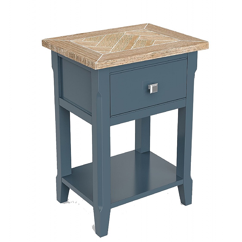 Signature Blue Solid Wood Side Table