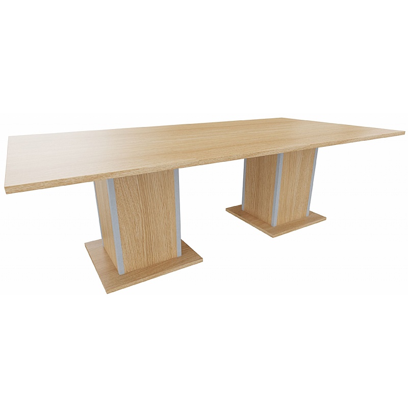 Qube Rectangular Boardroom and Conference Tables with Double Square Base