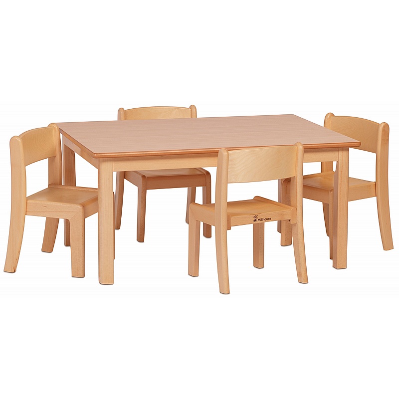 Home Zone Rectangular Dining Table with Chairs - School Furniture