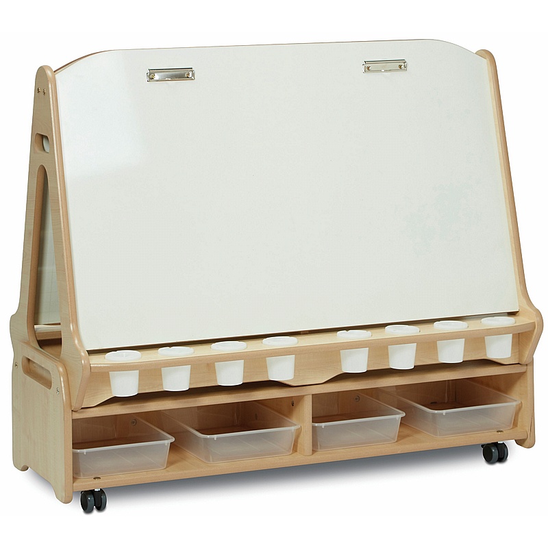 Arts and Design Mobile Double Sided 4 Station Easel with Storage Trolley - School Furniture