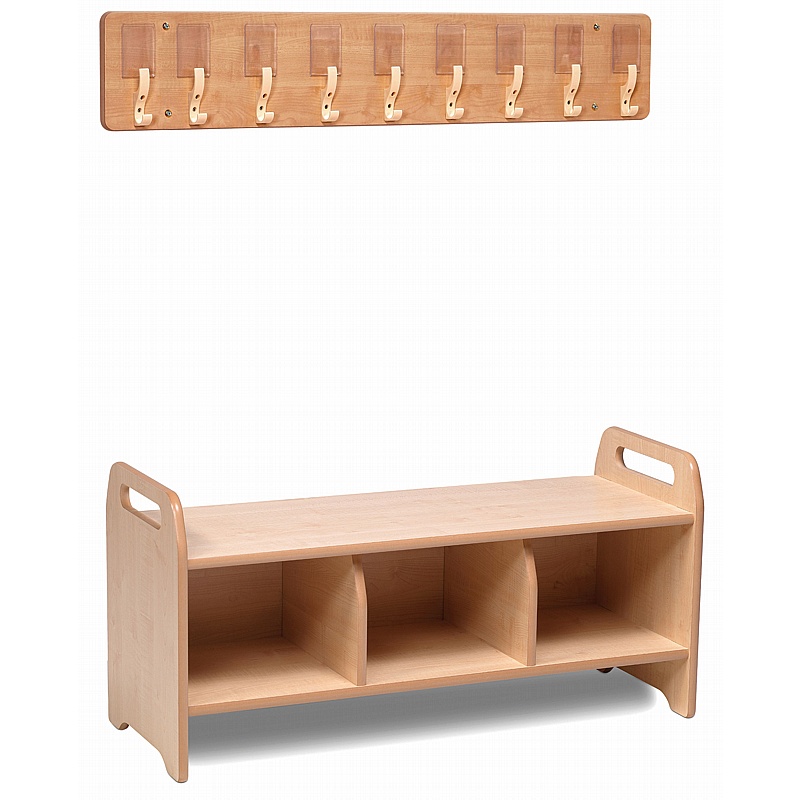 Little Hangers Nursery Wall Mounted Coat Hook and Bench Ultimate Bundle Deal - School Furniture