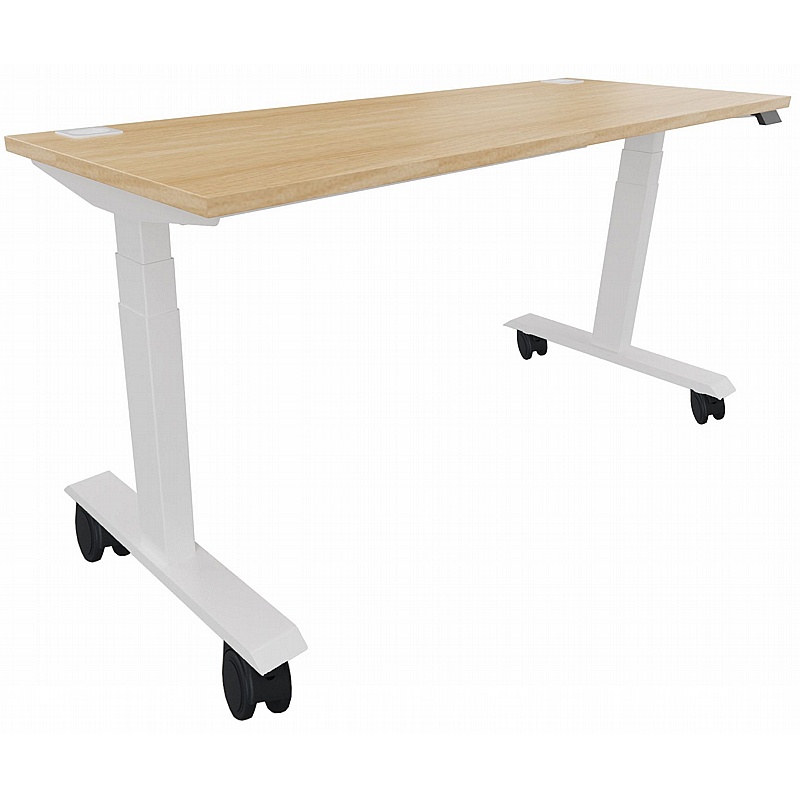 Progress Plus Electric Height Adjustable Mobile Shallow Rectangular Office Desks - Office Desks