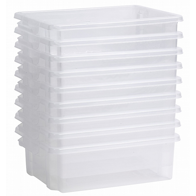 Millhouse Clear Shallow Tubs - Pack of 9 - School Furniture