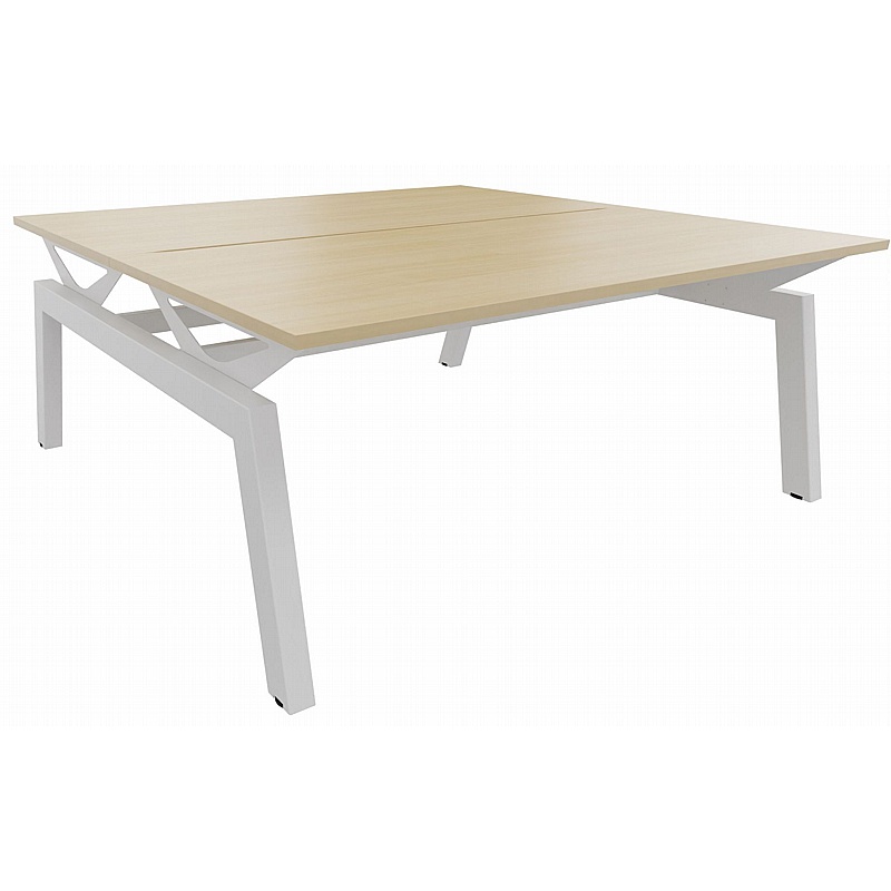 Linnea Elevate 2 Person Rectangular Back to Back Sliding Top Bench Desks - Office Desks