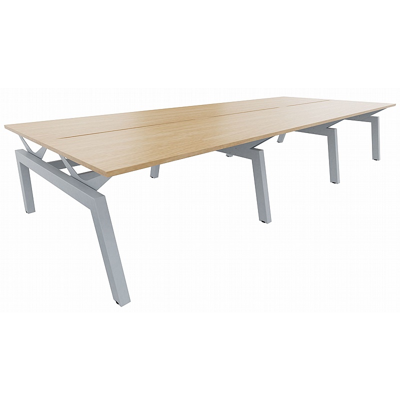 Linnea Elevate 6 Person Rectangular Back to Back Sliding Top Bench Desks - Office Desks