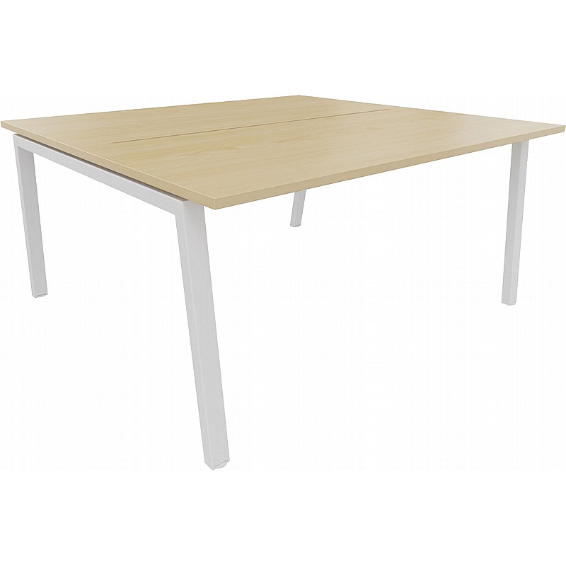 Linnea 2 Person A-Frame Rectangular Back to Back Sliding Top Bench Desks - Office Desks