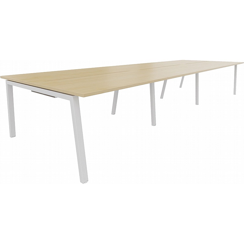 Linnea 6 Person A-Frame Rectangular Back to Back Sliding Top Bench Desks - Office Desks