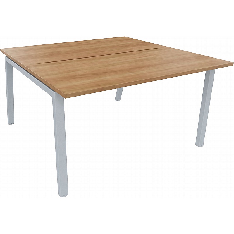 Linnea 2 Person Shallow A-Frame Rectangular Back to Back Sliding Top Bench Desks - Office Desks