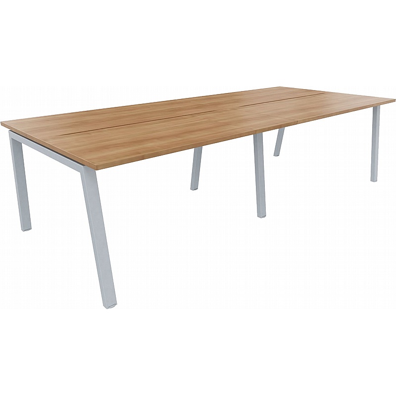 Linnea 4 Person Shallow A-Frame Rectangular Back to Back Sliding Top Bench Desks - Office Desks