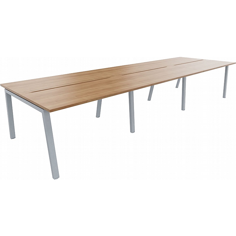 Linnea 6 Person Shallow A-Frame Rectangular Back to Back Sliding Top Bench Desks - Office Desks