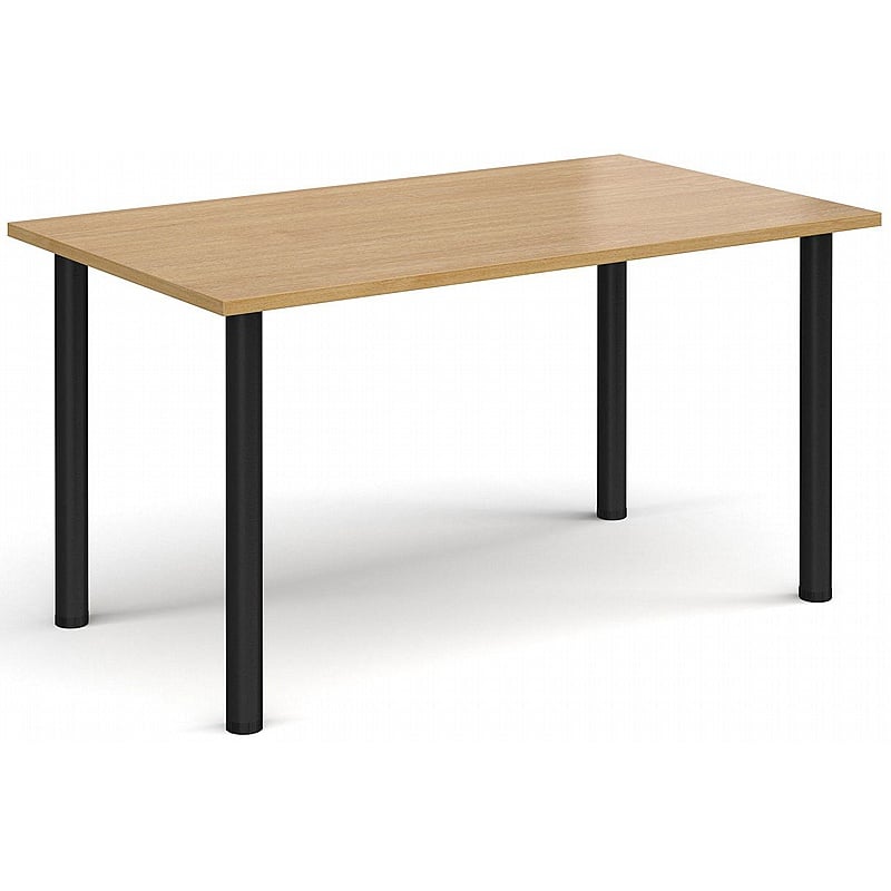 Rectangular Radial Leg Meeting Table 1400W x 800D x 725. Black Legs. Oak Top - Meeting Room