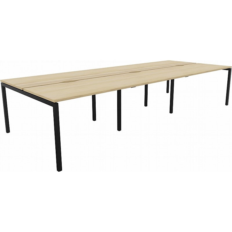 Linux II 6 Person Rectangular Back to Back Bench Desks - Office Desks