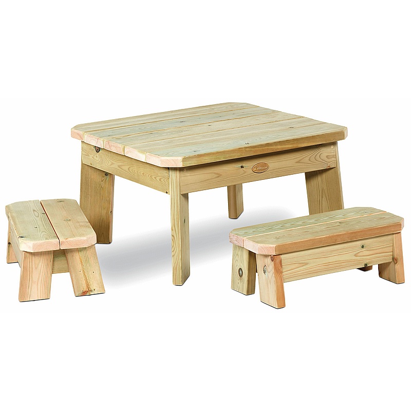 Adventure Tots Nursery Outdoor Toddler Square Table and Bench Set - School Furniture