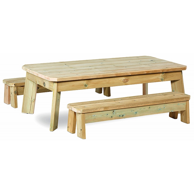 Adventure Tots Nursery Outdoor Toddler Rectangular Table and Bench Set - School Furniture