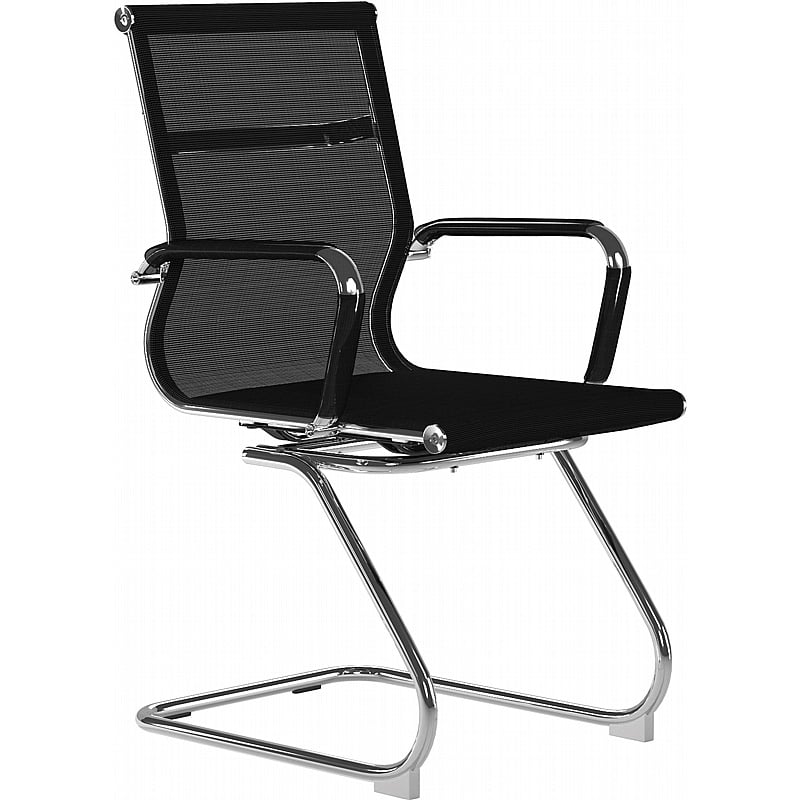 Aura Contemporary Medium Back Mesh Visitor Chairs - Office Chairs