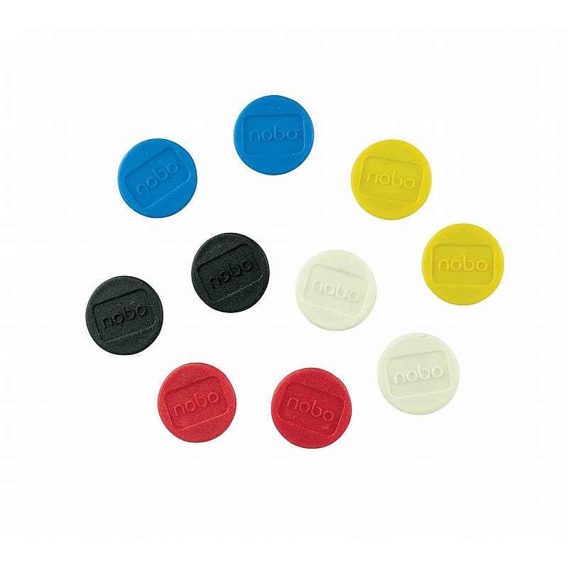 Nobo 13mm Magnetic Whiteboard Coloured Magnets - Pack of 10 - Display Equipment