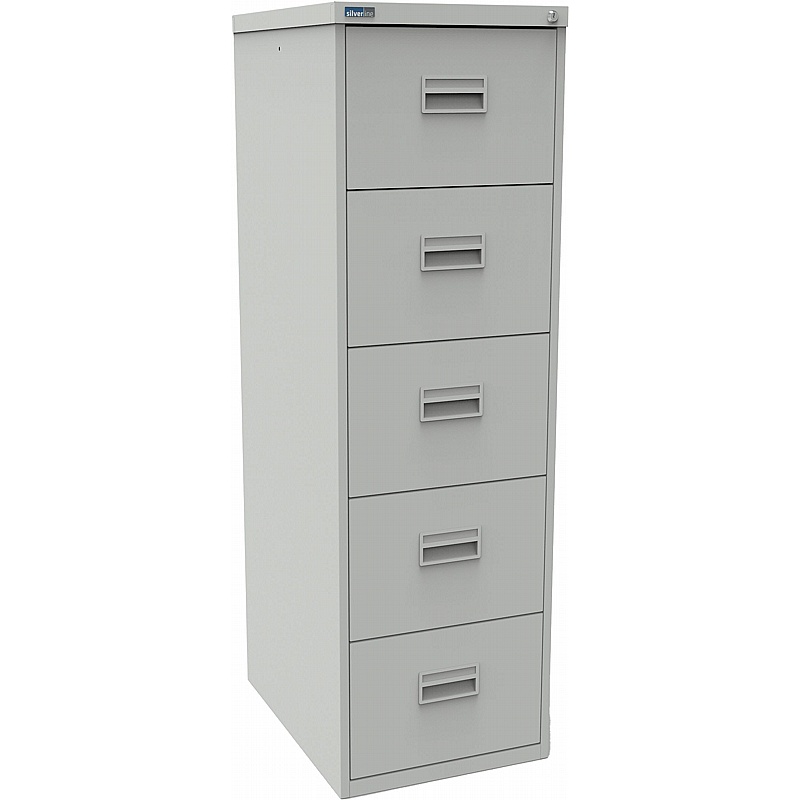 Silverline 5 Drawer Metal Filing Cabinet - Office Storage