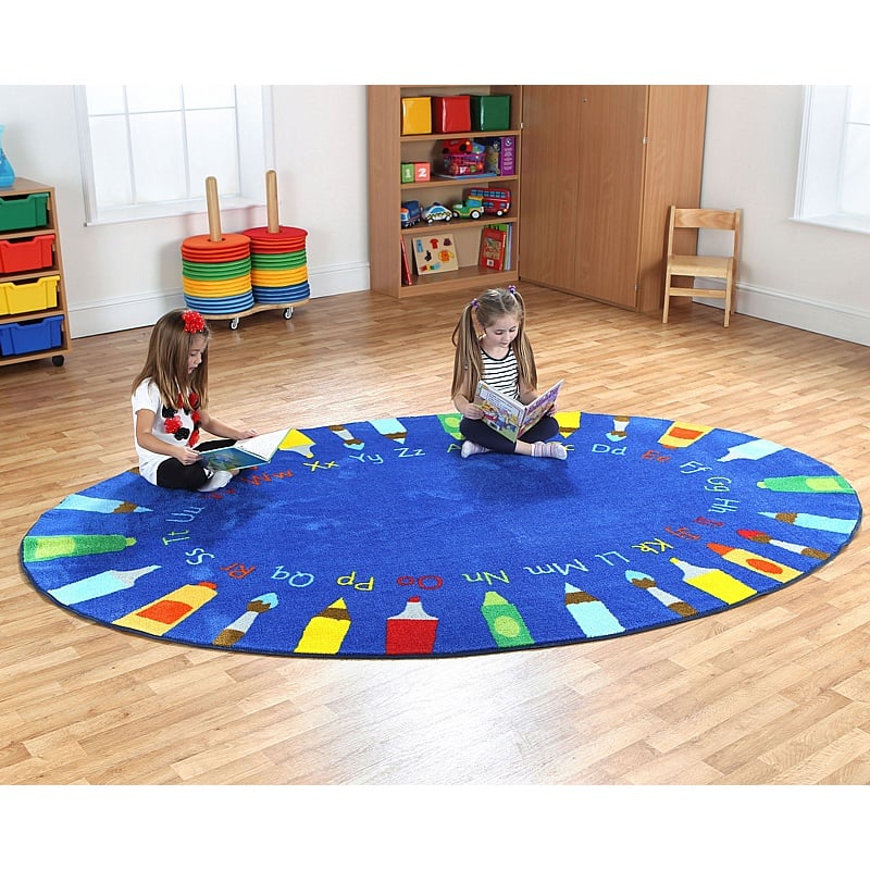 Rainbow Oval Pencils Alphabet Carpet - School Furniture