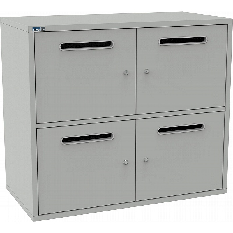 Silverline M:Line 4 Person Metal Postal Lockers - Office Storage