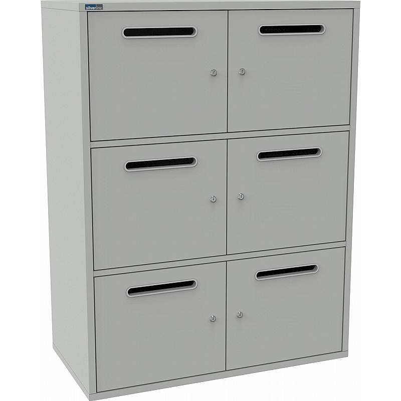 Silverline M:Line 6 Person Metal Postal Lockers - Office Storage