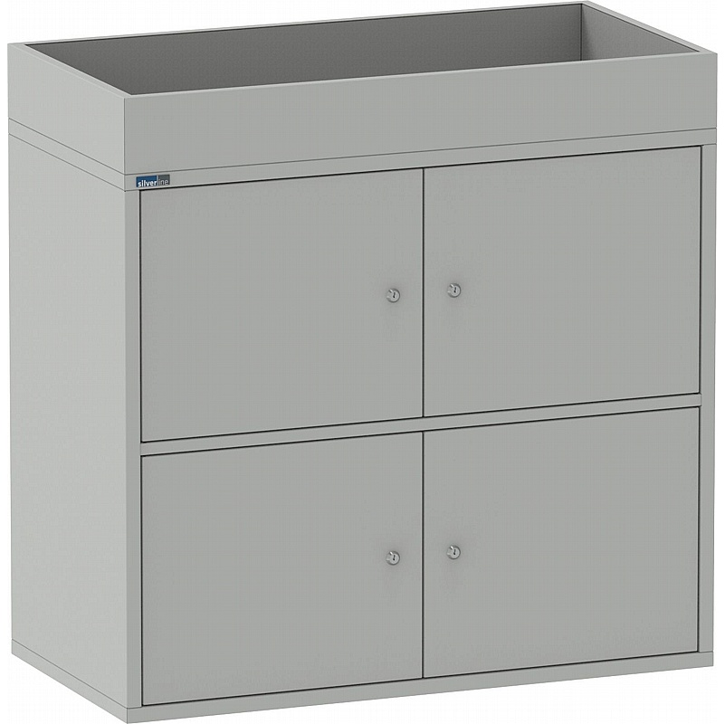 Silverline M:Line 4 Person Metal Personal Lockers with Planter - Office Storage